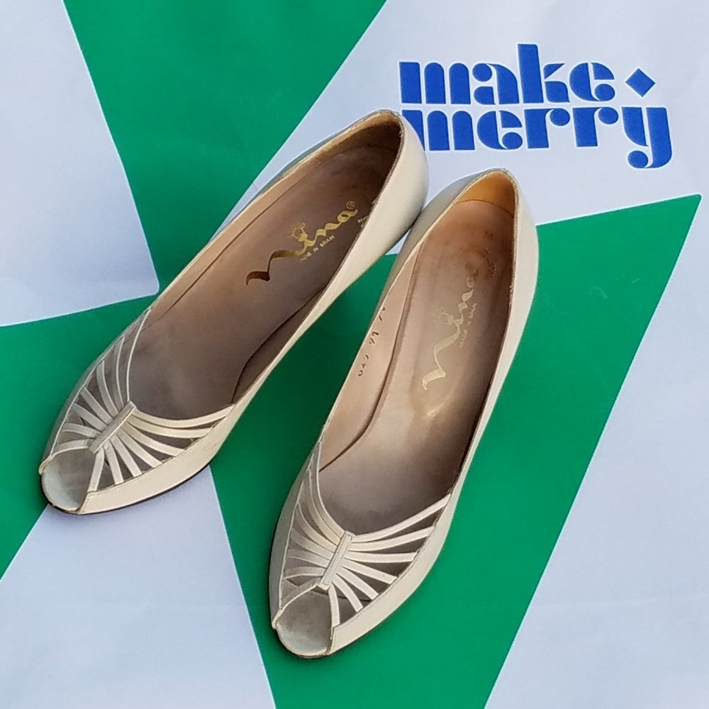 .Nina 7.5 M Kitten Heels Open Toes Dress Pumps